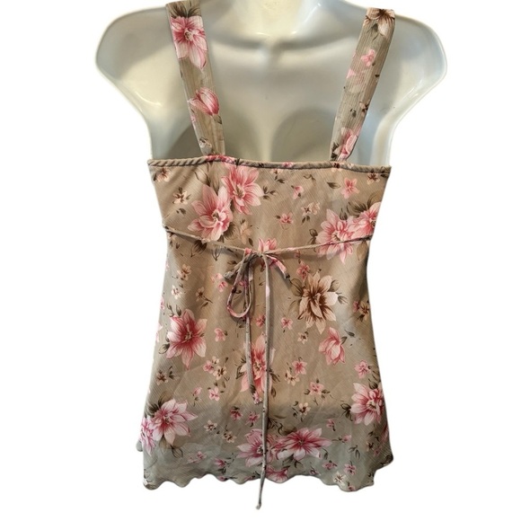 Y2K Floral Babydoll Chiffon Top Sz S Empire Waist Ties At Back Whimsy Fairy - Picture 4 of 7